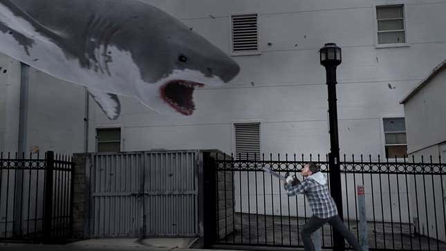 Shark attacking a man
