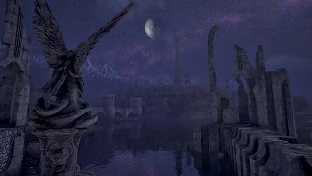 The moon looms over the Imperial City.