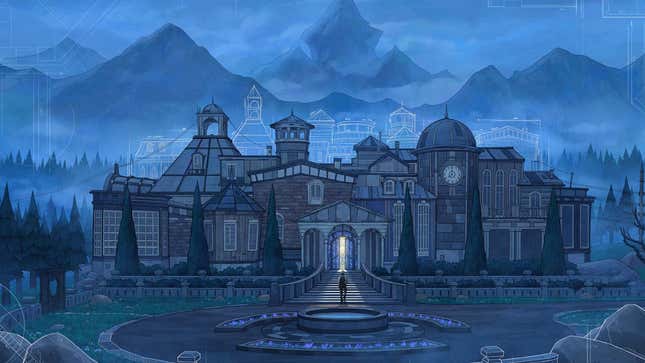 An image from the video game Blue Prince