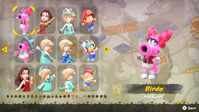 A screenshot shows outfit selections for various characters.