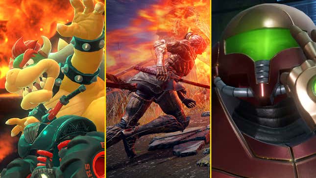 A composite image shows Bowser, the Executor, and Samus.