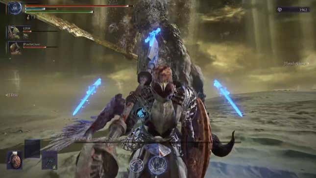 A bird knight defeats a Nightlord.