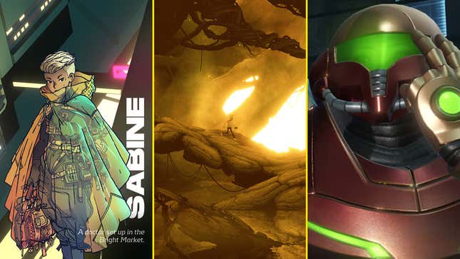 Sabine from Citizen Sleeper, the protagonist of Bionic Bay, and Samus from Metroid Prime are arranged in a collage.
