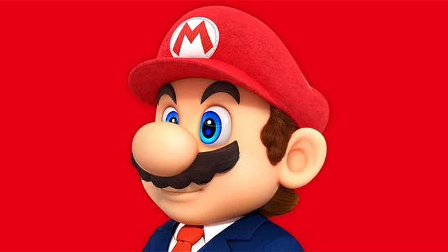 Mario appears in a suit.