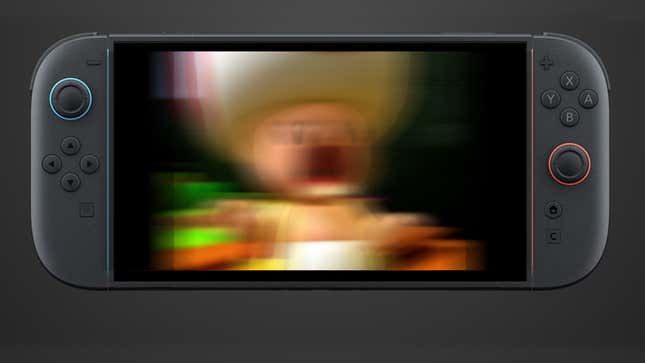 Toad screams in a blurry image on a Switch 2.