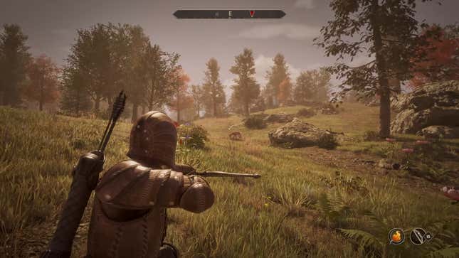 The player character hunts wildlife.