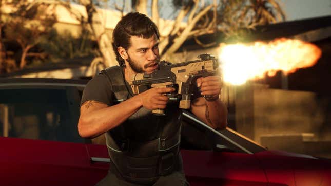 An former special forces operative fires a rifle.