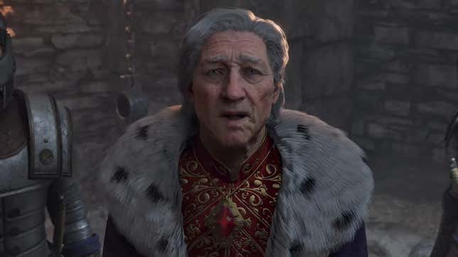 The Emperor speaks to the player character.