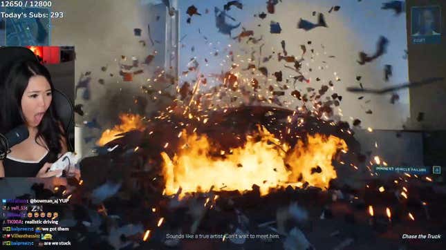 A streamer watches their car explode.