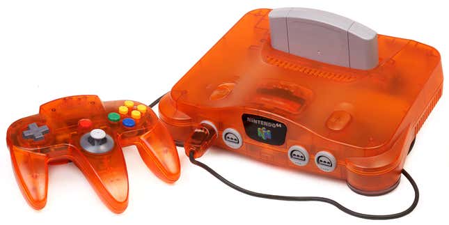 An orange Nintendo 64.
