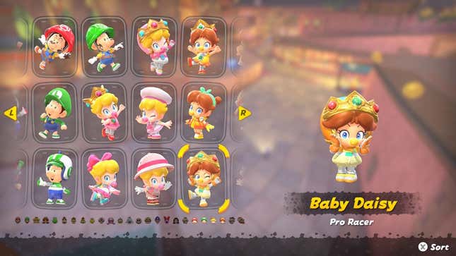 A screenshot shows outfit selections for various characters.