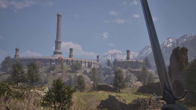 The player character approaches the capital city.